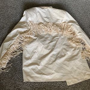 Cream polyester tassel blazer PrettyLittleThing